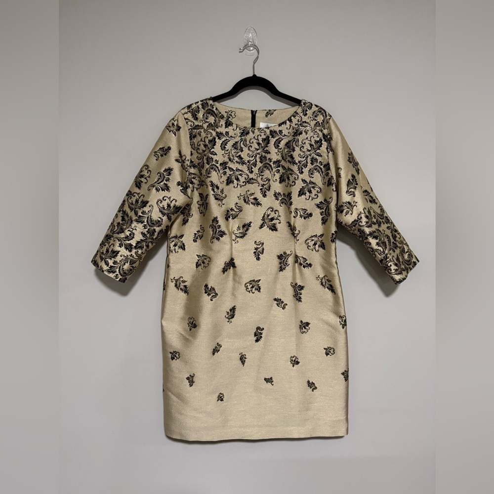 Caroline Rose Gold Botanical Print Dress Size Large Event Holiday Party Classic